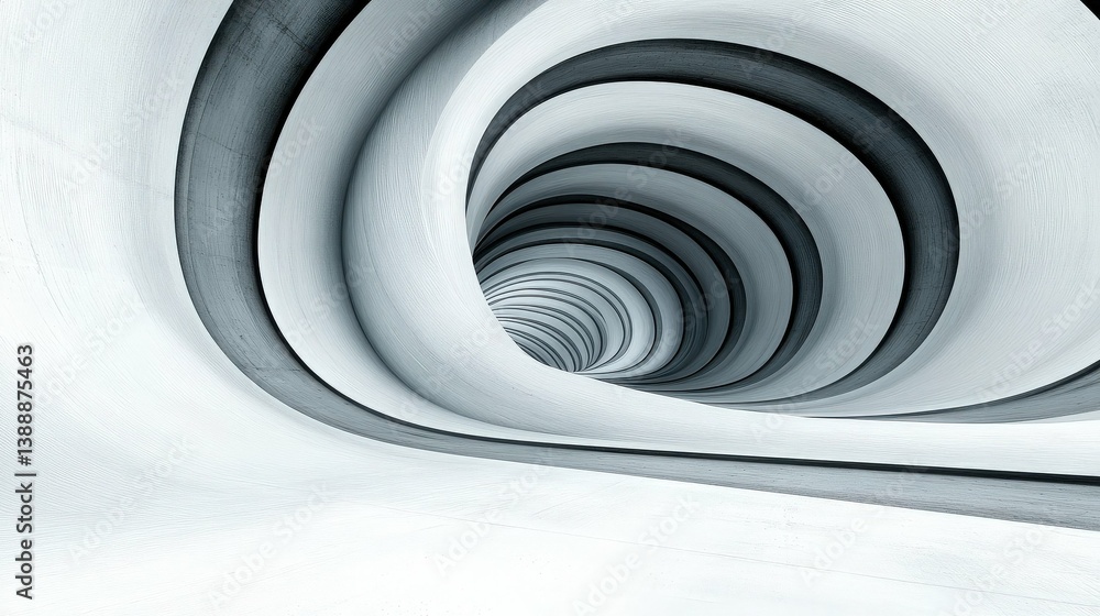 Aufkleber tunnel vision: an abstract, mesmerizing tunnel of concrete architecture. the repeating curved lines 