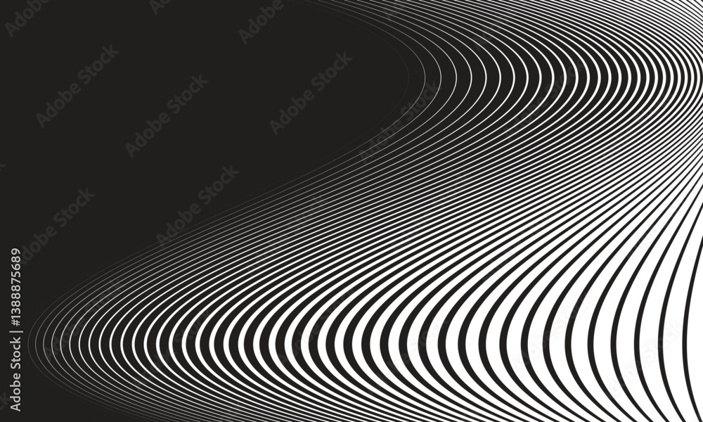 Aufkleber abstract transition from black wave line pattern.