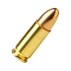 Ammunition bullet isolated on white background. Concept of weapon, war, and violence.