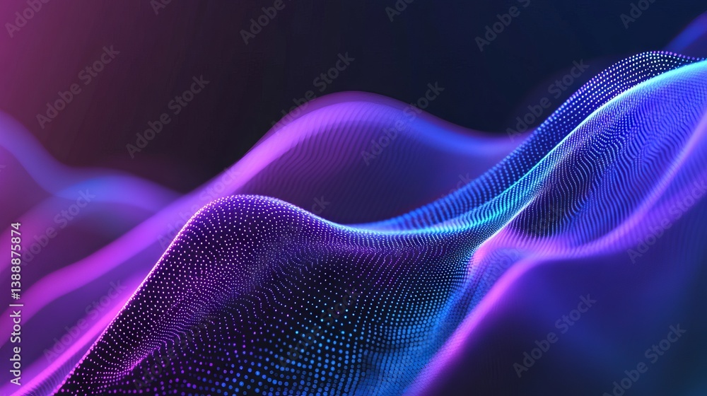 Poster vibrant and futuristic 3d rendered wave gradient design featuring dynamic flowing light lines, swirl