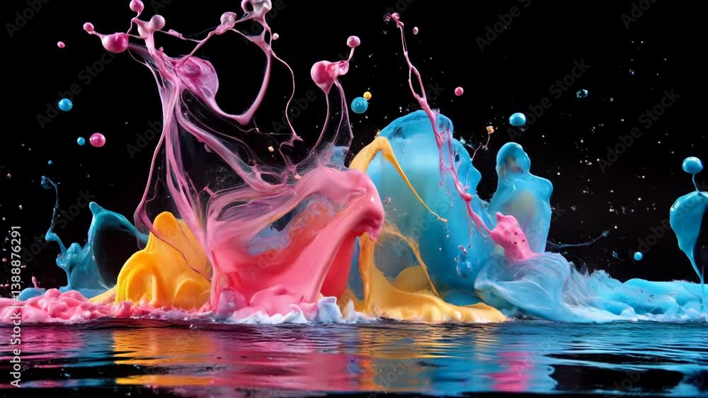 Aufkleber vibrant paint splashes showcasing dynamic art and creative expression in colorful patterns