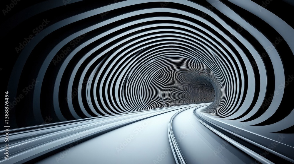 Aufkleber into the tunnel's embrace: a perspective-driven image showcasing a futuristic tunnel design, charact