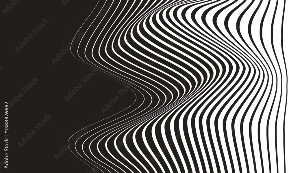 Aufkleber abstract transition from black wavy line pattern.