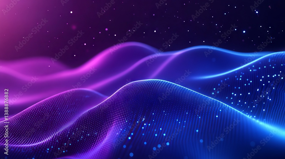 Poster vibrant and futuristic 3d rendered wave gradient design featuring dynamic flowing light lines, swirl