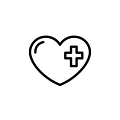 Heart symbol with medical cross in a minimalistic style  