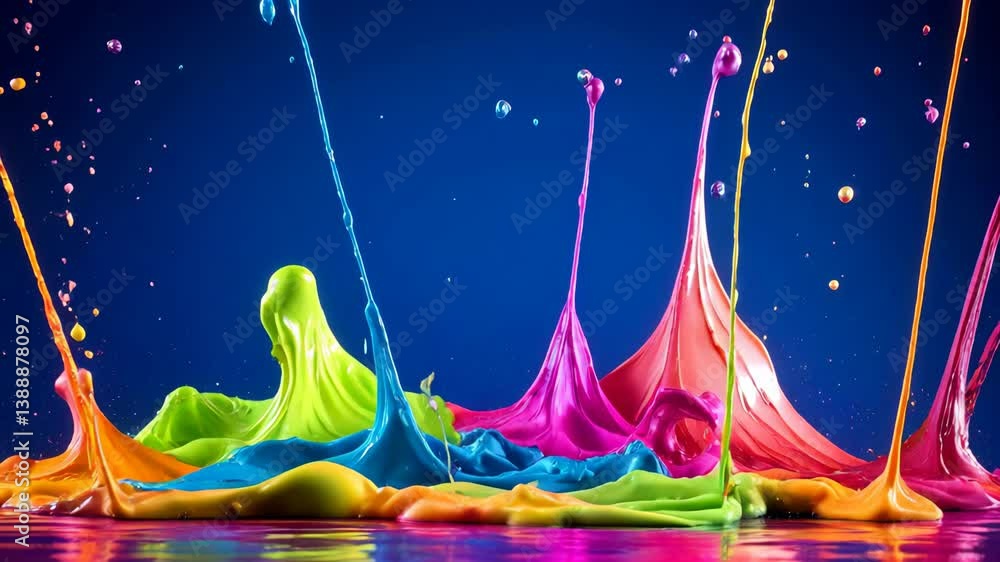 Aufkleber vibrant paint splashes capturing dynamic art and creative expression in a burst of color