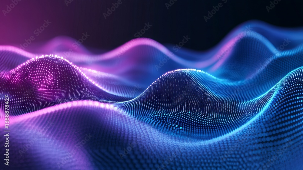 Poster vibrant and futuristic 3d rendered wave gradient design featuring dynamic flowing light lines, swirl