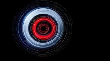 Red Core in Orbit: A mesmerizing visual, capturing the essence of technology and future, with concentric circles of color that converge at the center. 