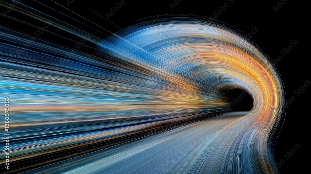 Aufkleber abstract light tunnel: a dynamic visual of a vibrant light tunnel, symbolizing speed, motion, and fu