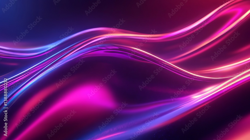Poster abstract dark holographic iridescent neon fluid liquid glass wave swirling in motion with modern glo