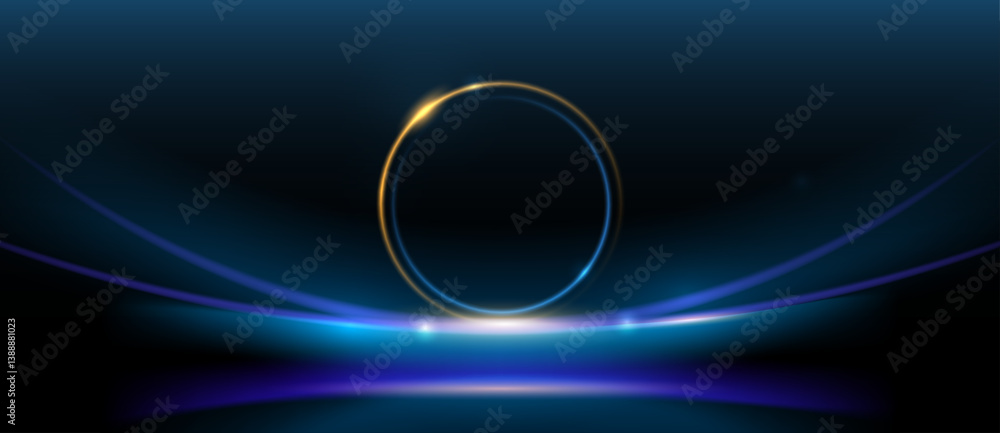 Aufkleber abstract circle gold luxury background. vector illustration element with gold wave line, glow neon l