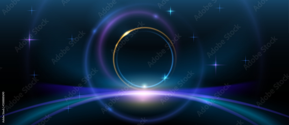 Aufkleber abstract circle gold luxury background. vector illustration element with gold wave line, glow neon l