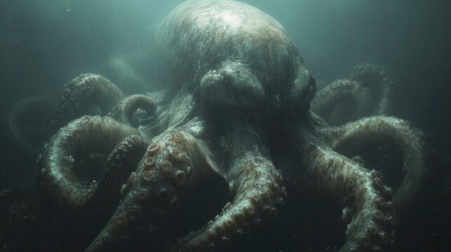 Underwater octopus with tentacles