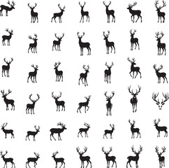 Elegant Deer Silhouette Vector Set for Wildlife and Outdoor Designs