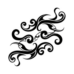 Fototapeta premium tribal tattoo design, Tribal Flame Tattoo Design Vector Abstract Curved Decorative Art,Abstract smoke silhouette,tattoo or ornamental icon,Smoke Silhouette