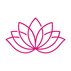 vector illustration of lotus flower, Minimal Lotus Flower Outline Icon Elegant Nature Yoga Symbol Vector Design