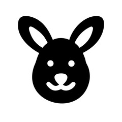 Minimalist Rabbit Head Icon for Easter Monday Black Silhouette Vector Design Isolated on Transparent Background