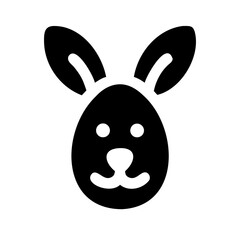 Easter Monday Rabbit Head Icon Black Silhouette Vector Illustration Isolated on Transparent Background for Holiday Design Projects