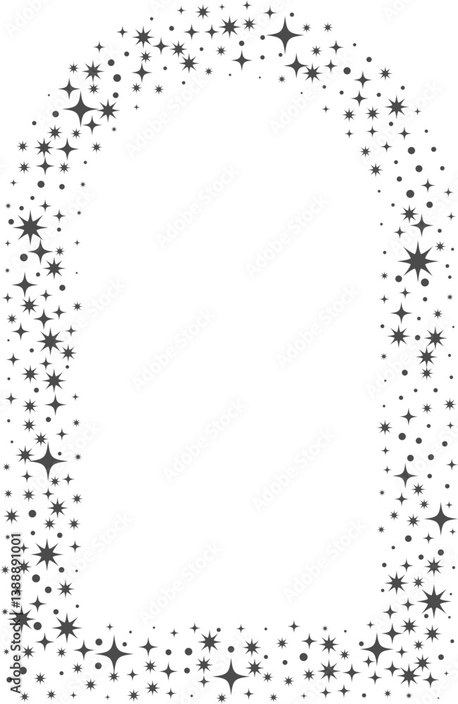 Aufkleber magic frame with stars with ornament. celestial border element. arch decorative vintage element. abs