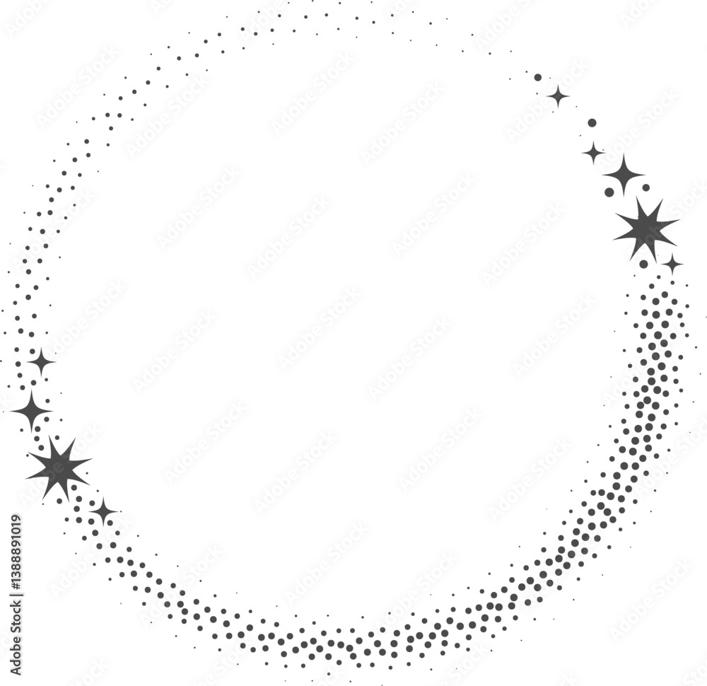 Poster magic frame with stars with ornament. celestial border elements. round decorative vintage element. a