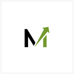 M Logo with Green Arrow Symbolizing Growth