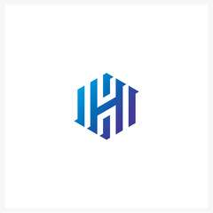 Hexagonal H and I Monogram Logo with Gradient Design