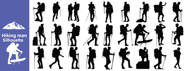 hiker mountain climber adventure silhouette for logo