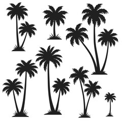 Palm trees silhouettes stand against a white backdrop creating a tropical vibe vector