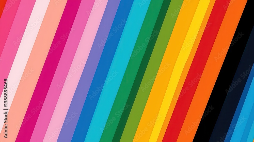 Poster a dynamic and eye catching background featuring vibrant diagonal stripes in a harmonious rainbow of 