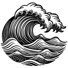 Sea Waves Sketch: Vintage Storm Wave & Ocean Tide Hand-Drawn Vector Set