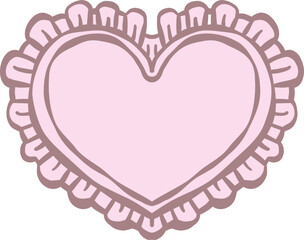 Naklejka premium Coquette vintage pink Heart banner decorated with lace