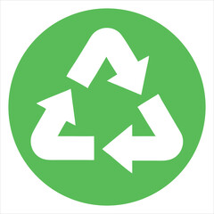 Obraz premium Modern Green Recycling Icon with Three Arrows in a Loop on Simple Circular Background