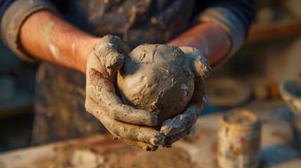 Molding Clay: Sculpting soft clay or dough by hand to form various shapes or designs, a tactile and creative process for crafting unique structures.