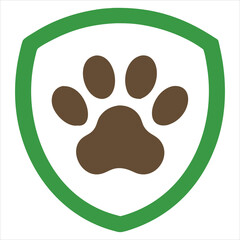Obraz premium Bold Wildlife Conservation Icon with Animal Paw Inside Shield or Circle in Green or Brown