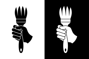 Hand-Held Brush Silhouette Vector  Minimalist Black & White Design.