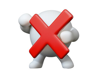 White Figure Boldly Displays Large Red X Mark. AI Generated