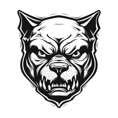  Dog Head Logo Black and White Illustration