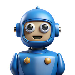 Fototapeta premium 3D Cute Cartoon Robot Character – Blue Friendly Android PNG on Transparent Background