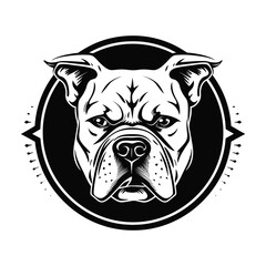 American Bully Dog Head Logo Black and White Illustration