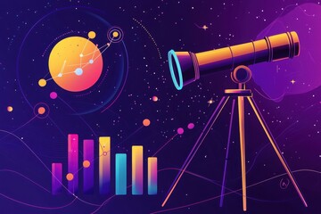 Exploring cosmic wonders telescope graph insights into stellar trends space graphics creative visualization