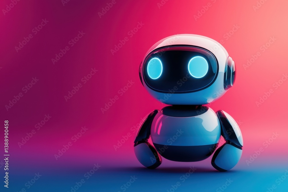 Poster futuristic chatbot-driven customer survey system tech conference digital display innovative environm