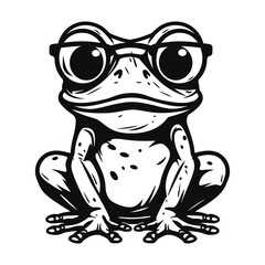 A cute frog wearing glasses