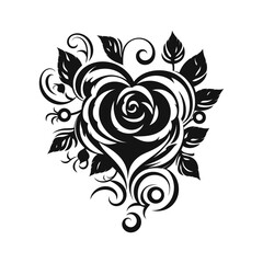 Elegant Black Rose Heart Design
