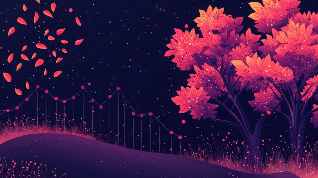 Autumn leaves falling enchanted forest digital art mystical environment vibrant colors nature's beauty and serenity