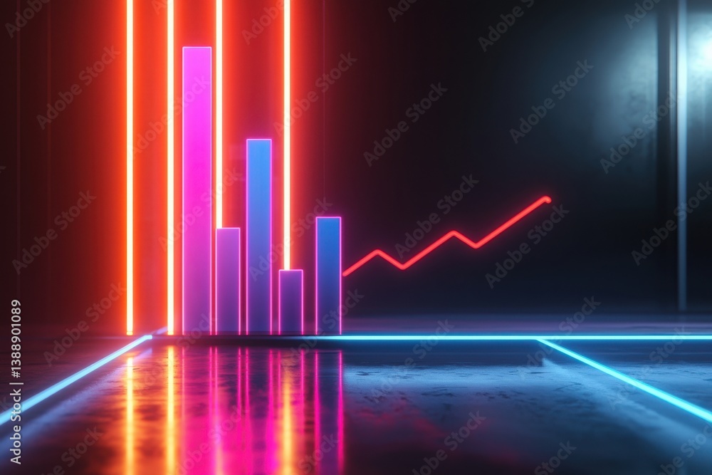 Aufkleber dynamic financial growth visualization in minimalist dashboard neon glow business analytics modern e