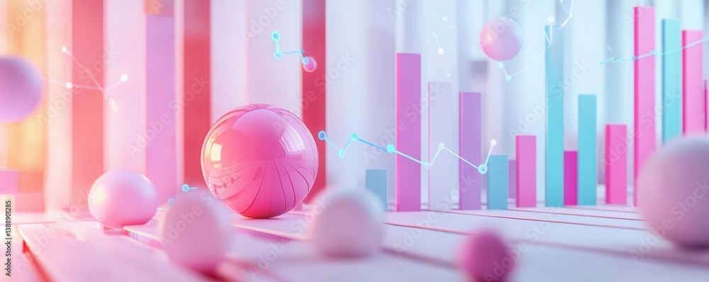 Poster vibrant demographic charts with pastel colors displaying data analysis in a modern office environmen