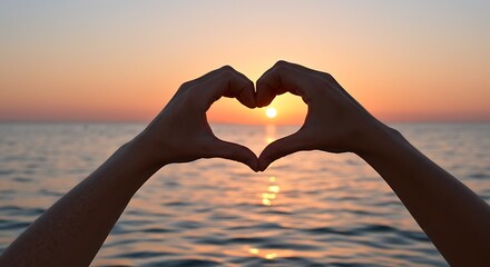 Sunset Heart: Love's Golden Embrace AI Generated
