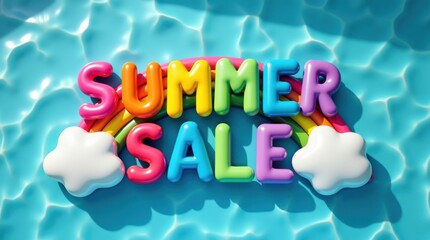 Vibrant summer sale announcement poolside graphic design colorful environment bright viewpoint