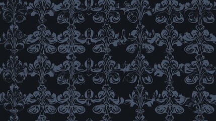 Damask Pattern In Dark Blue Tones Seamless Repeating Design Elegant Vintage Style Fabric Texture Background Royal Floral Ornament For Textile Wallpapers And Decorative Design