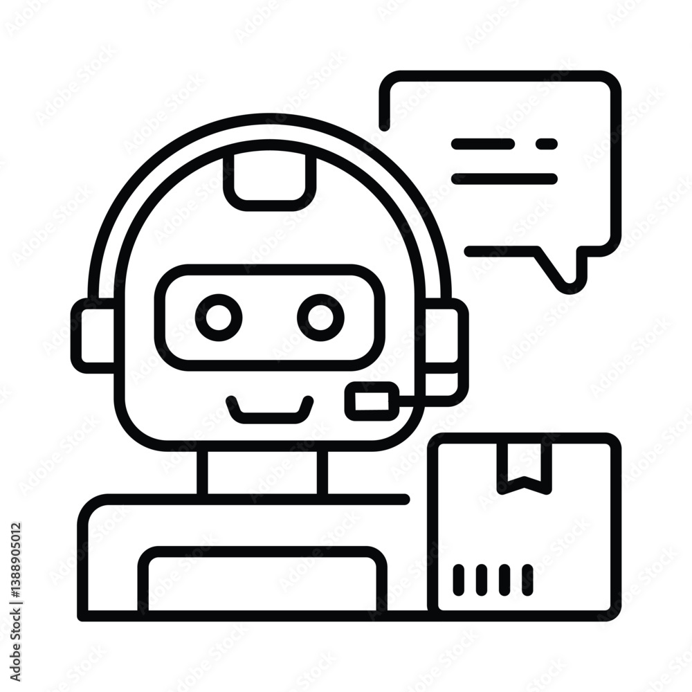 Poster robot delivery vector outline icon. eps 10 file